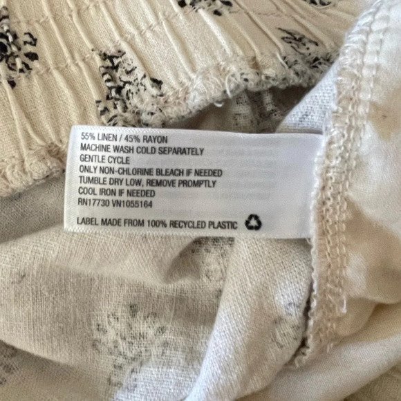 Women’s A new day cream colored print linen blend shorts high waist size Large - Picture 4 of 4